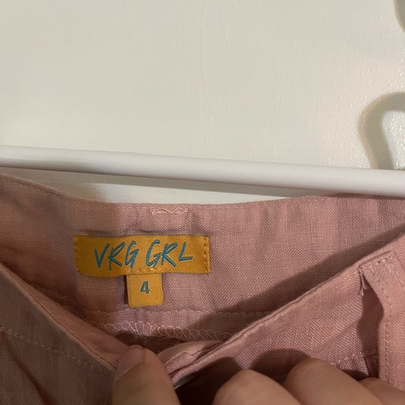 VRG GRL 100% linen pink trousers size 4 - Picture 3 of 4